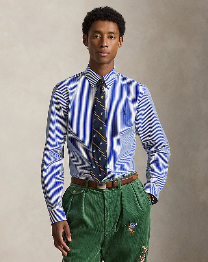Custom Fit gestreiftes Hemd aus Stretchpopeline Ralph Lauren | Royalblau/Weiß, Ansicht 1