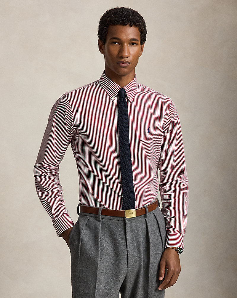 Camicia a righe in popeline stretch Custom Fit Ralph Lauren | Bordeaux/Bianco, vista 1