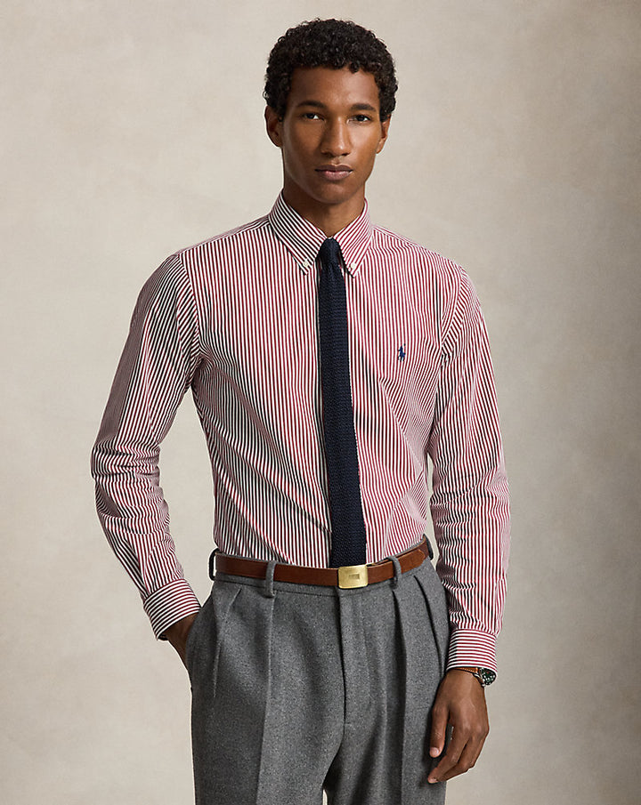 Camicia a righe in popeline stretch Custom Fit Ralph Lauren | Bordeaux/Bianco, vista 1