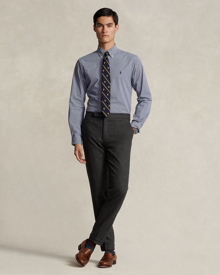 Ralph Lauren Custom Fit Ginghamhemd aus Stretchpopeline – Navy/Weiß, Ansicht 5