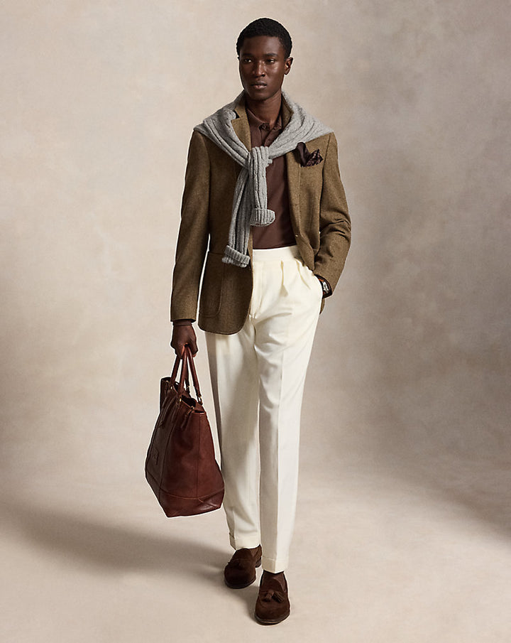 Custom Slim Fit Langarm-Polo aus Stretch-Mesh Ralph Lauren | Nutmeg Brown/Smoke, Ansicht 2