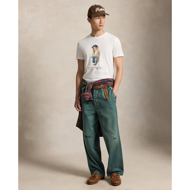 Ralph Lauren Custom Slim Fit Polo Bear Jersey T-Shirt in White, view 2