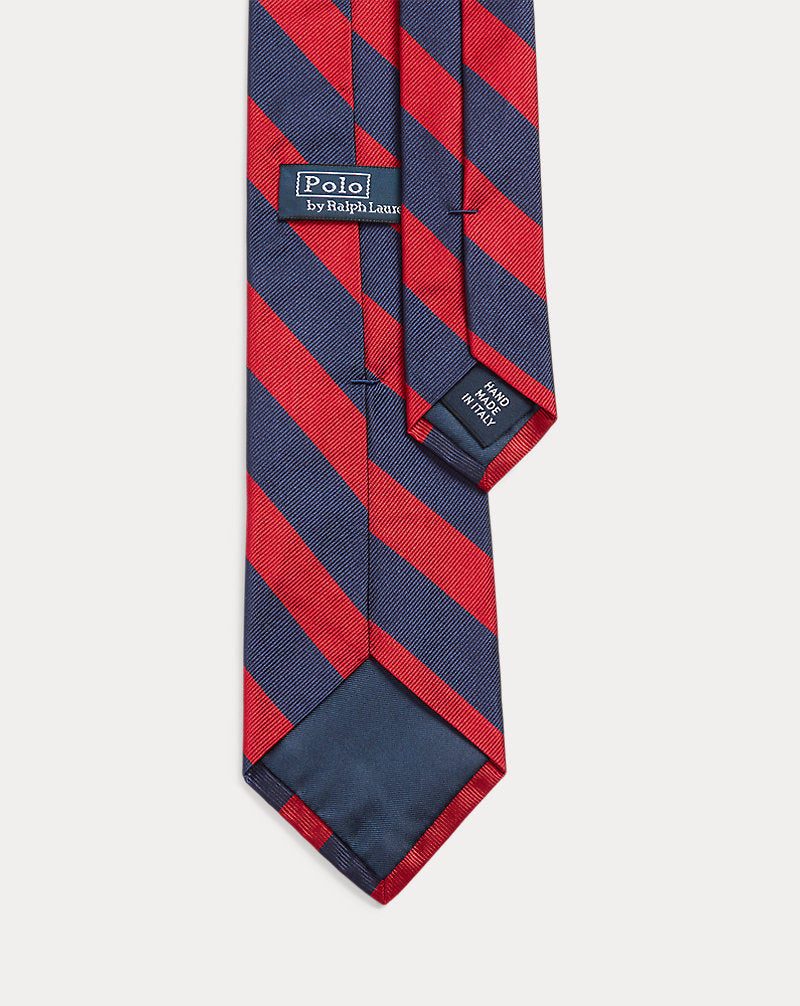 Gestreifte schmale Krawatte aus Seidenrepp Ralph Lauren | Marineblau/Rot, Ansicht 2