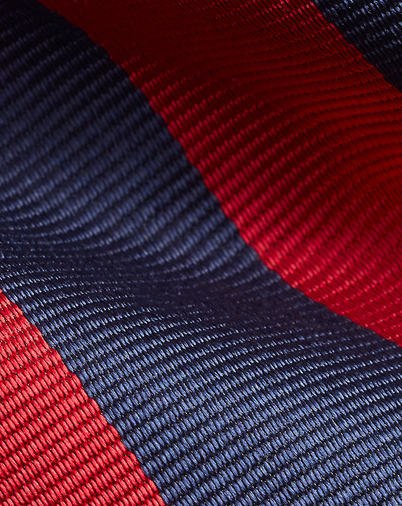Gestreifte schmale Krawatte aus Seidenrepp Ralph Lauren | Marineblau/Rot, Ansicht 1