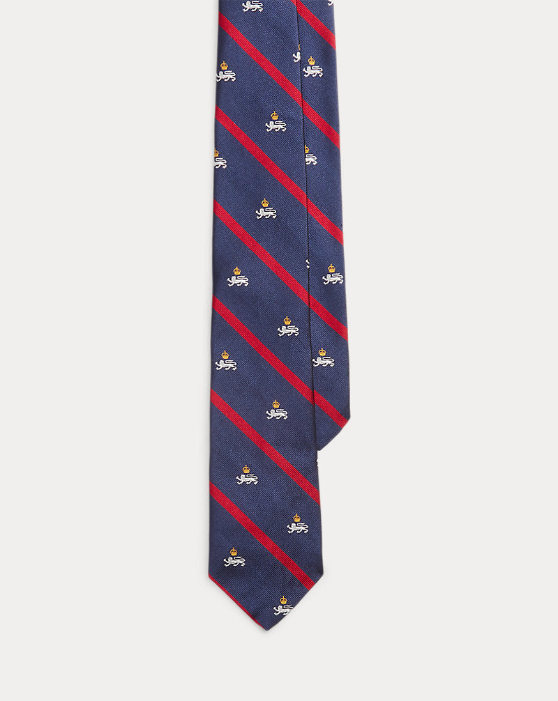 Ριγέ Μεταξωτή Γραβάτα Repp με Λιοντάρι Ralph Lauren | Μπλε σκούρο, όψη 1