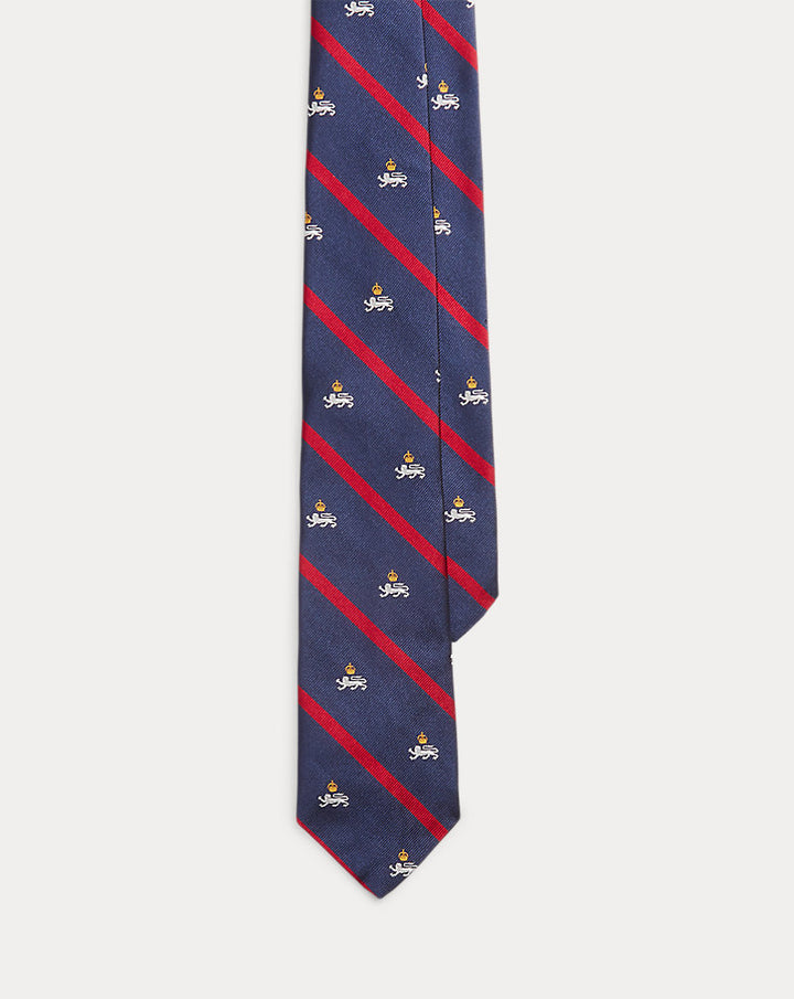 Ριγέ Μεταξωτή Γραβάτα Repp με Λιοντάρι Ralph Lauren | Μπλε σκούρο, όψη 1