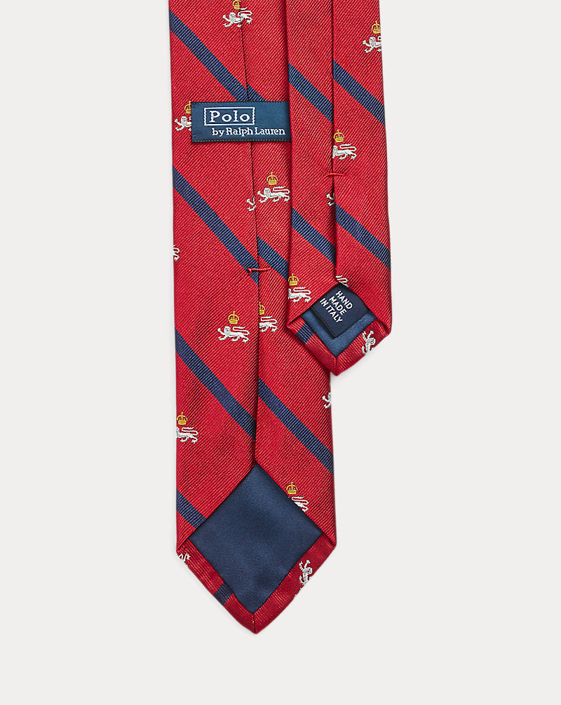 Gestreifte Seidenrepp-Krawatte mit Löwenmotiv Ralph Lauren | Rot, Ansicht 2