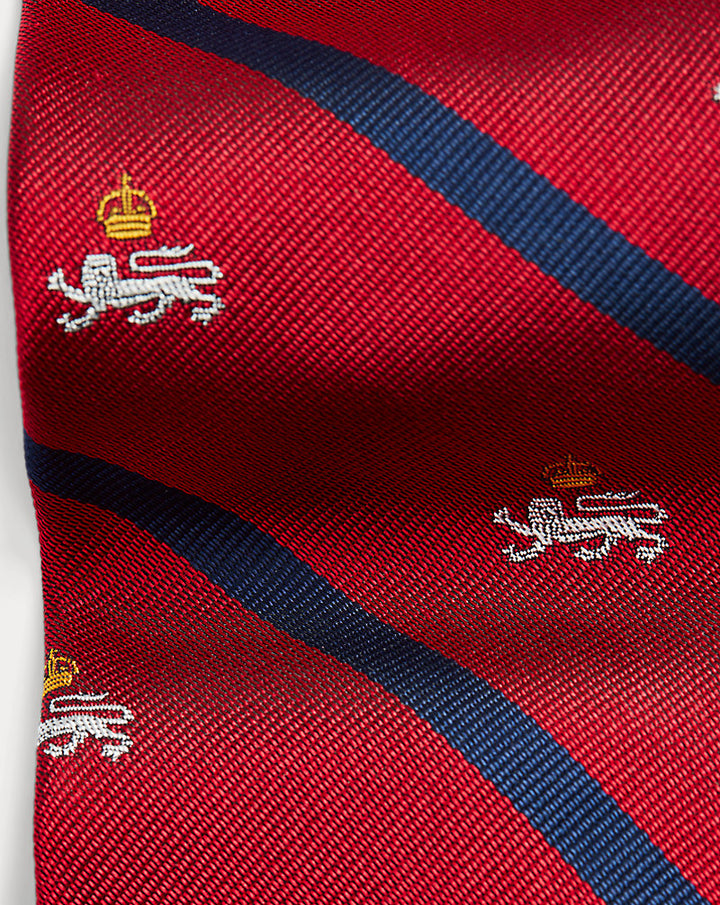 Gestreifte Seidenrepp-Krawatte mit Löwenmotiv Ralph Lauren | Rot, Ansicht 1