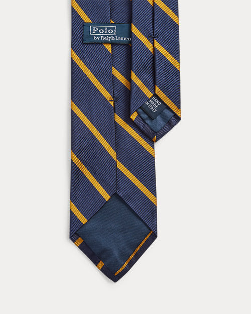 Gestreifte Krawatte aus Seidenrepp Ralph Lauren | Marineblau/Gold, Ansicht 2