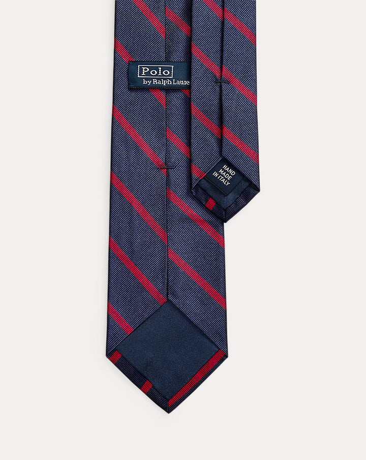 Gestreifte schmale Krawatte aus Seidenrepp Ralph Lauren | Marineblau/Rot, Ansicht 2