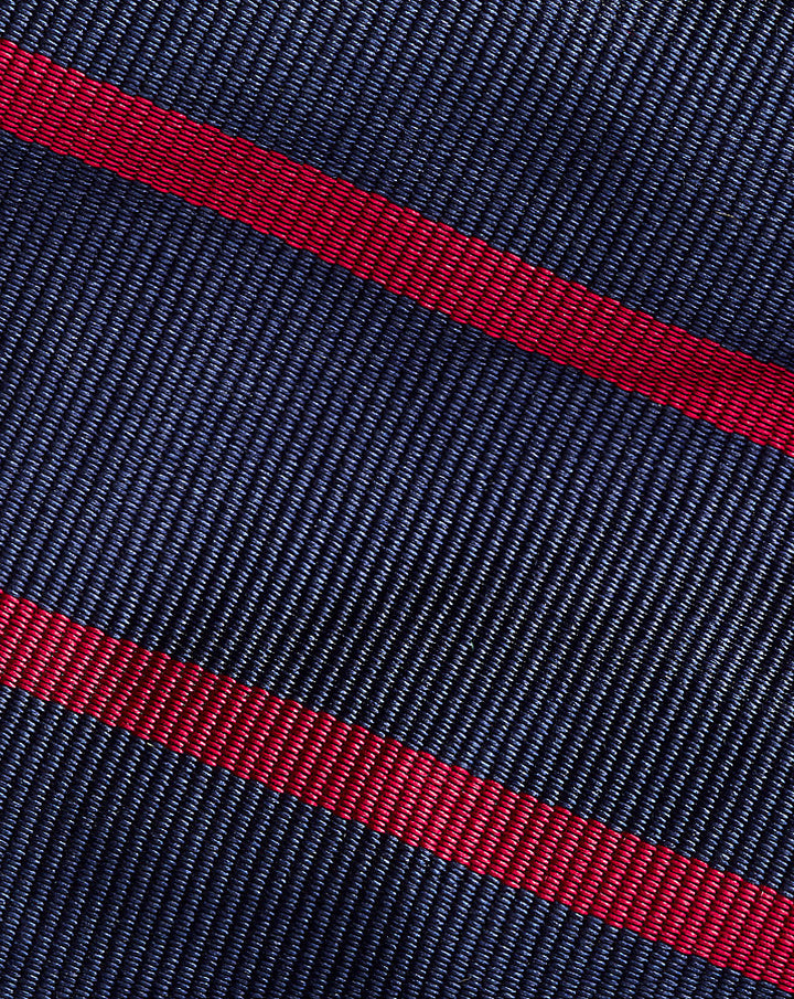 Gestreifte schmale Krawatte aus Seidenrepp Ralph Lauren | Marineblau/Rot, Ansicht 1