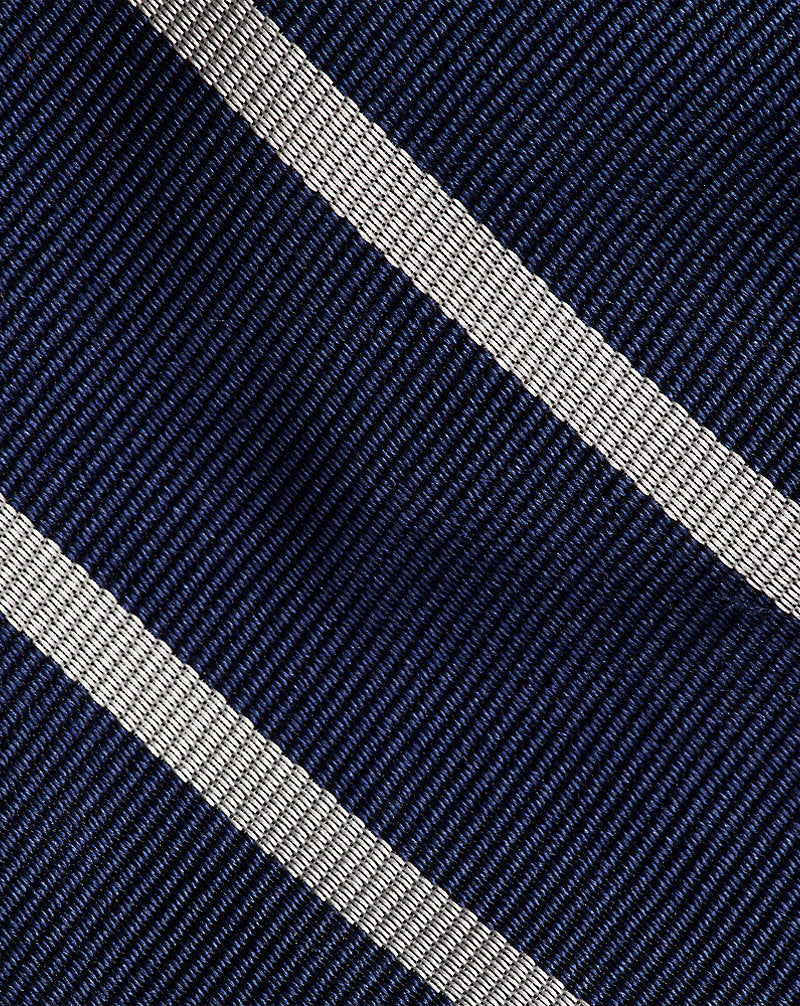Gestreifte Krawatte aus Seidenrepp Ralph Lauren | Marineblau/Weiß, Ansicht 1