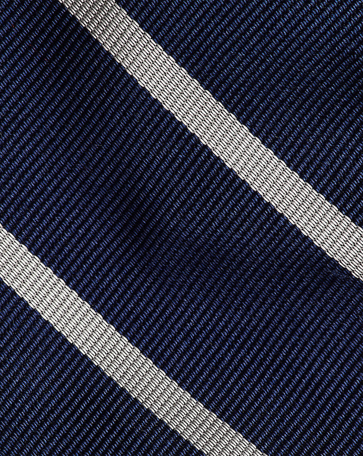 Gestreifte Krawatte aus Seidenrepp Ralph Lauren | Marineblau/Weiß, Ansicht 1