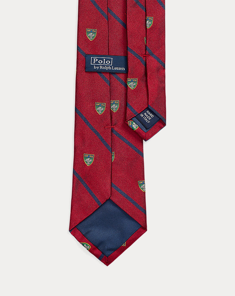 Gestreifte schmale Club-Krawatte aus Seidenrepp Ralph Lauren | Rot, Ansicht 2