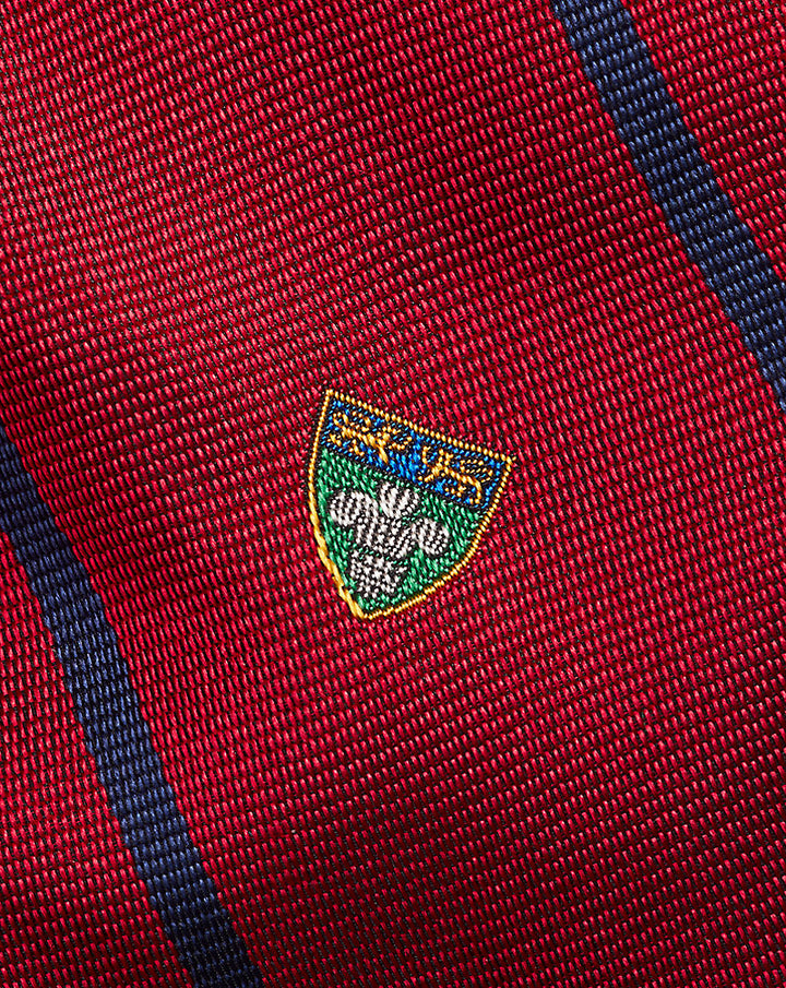 Gestreifte schmale Club-Krawatte aus Seidenrepp Ralph Lauren | Rot, Ansicht 1