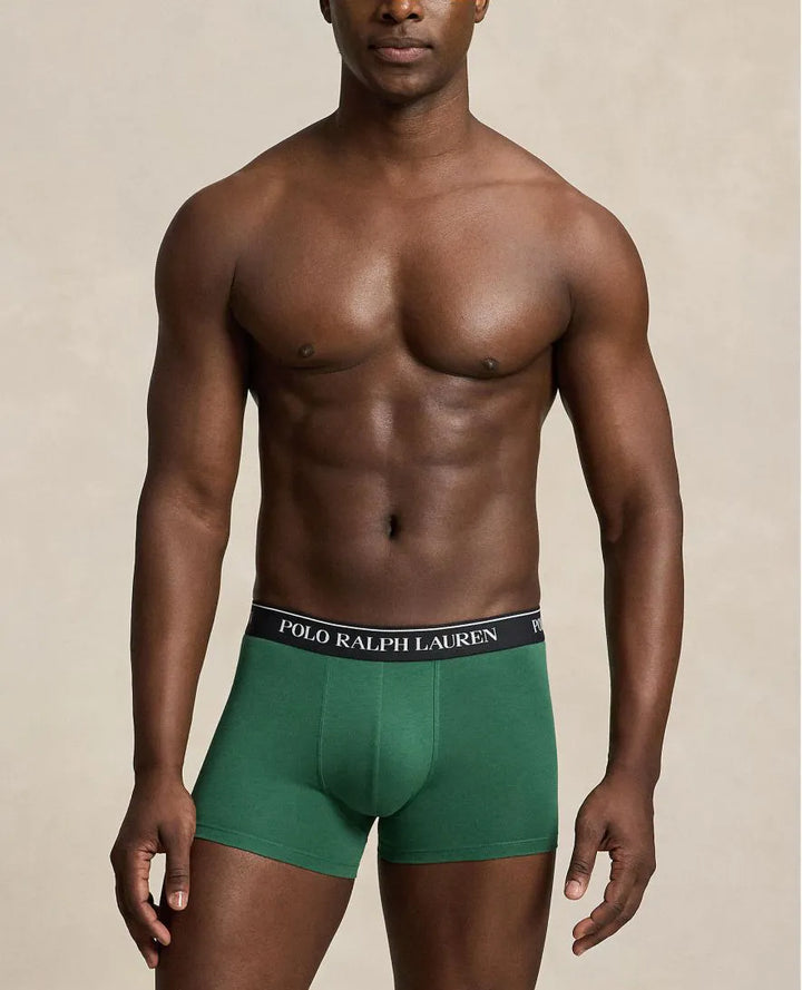 Ralph Lauren Classic Stretch-Cotton Trunk 3-Pack | Black/Green/Blue