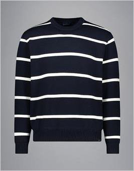 Paul & Shark Soft Cool Touch Wool Crewneck | Navy/White