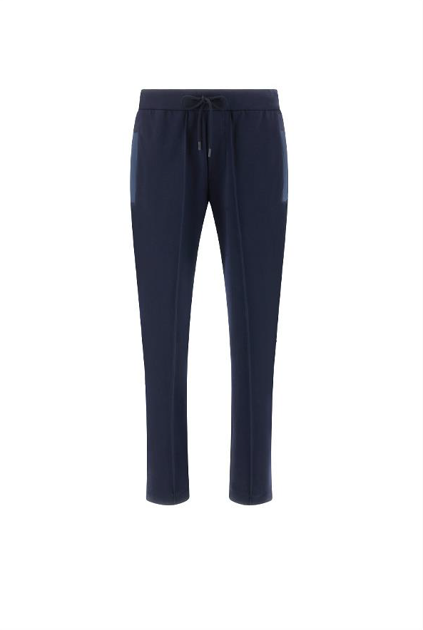 Paul &amp; Shark Stretch Viscose Joggers with Alcantara Details | Navy