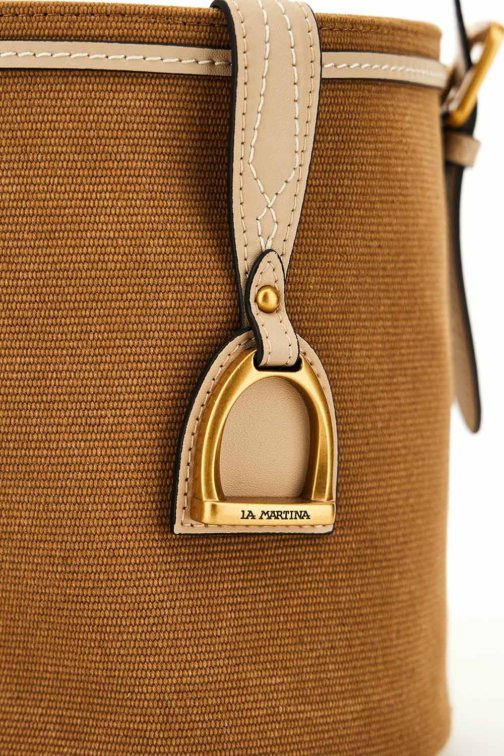Borsa a secchiello piccola in tela lavata La Martina | Beige/Miele