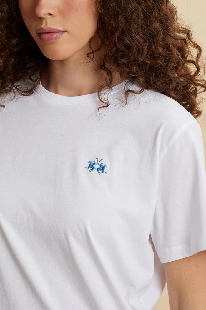 Maglietta da donna in jersey di cotone con logo La Martina | Bianca