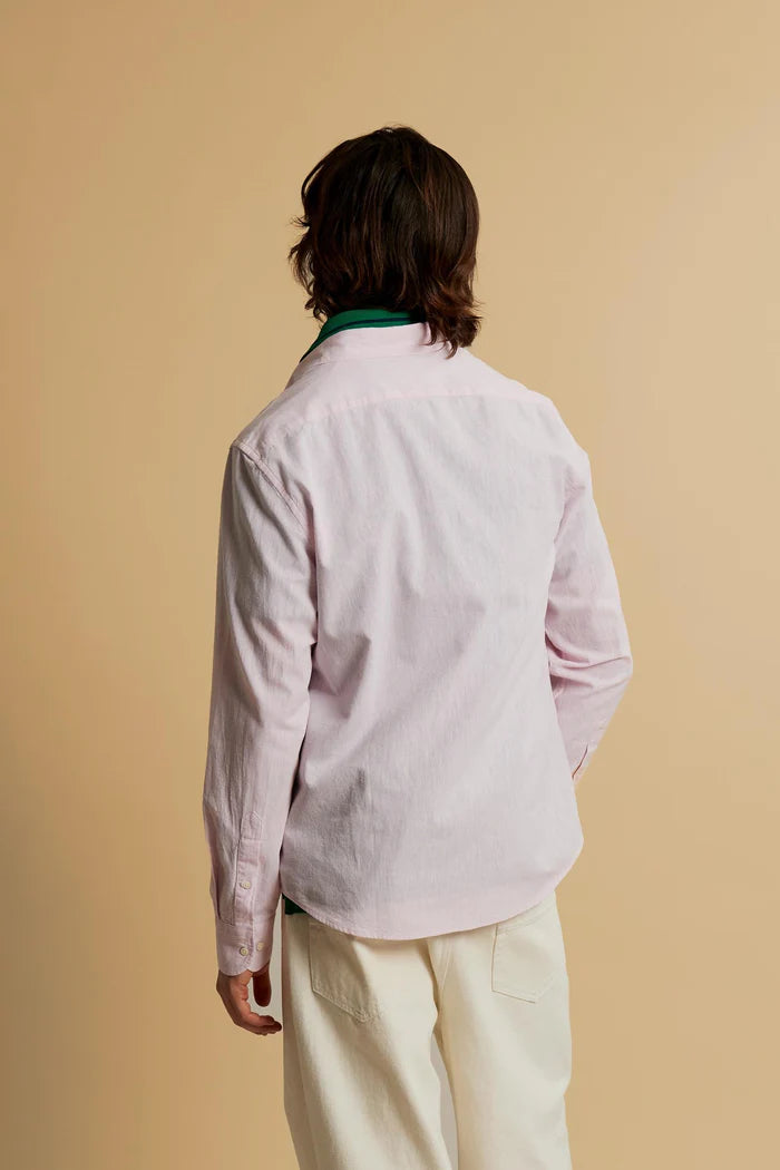 Ανδρικό πουκάμισο La Martina σε κανονική γραμμή από βαμβάκι και λινό με μικρό λογότυπο | Ροζ