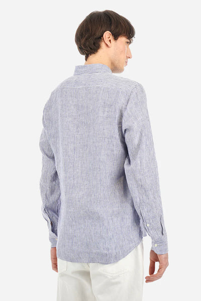 La Martina Regular-Fit Striped Linen Shirt - Rodolfo | Navy/White