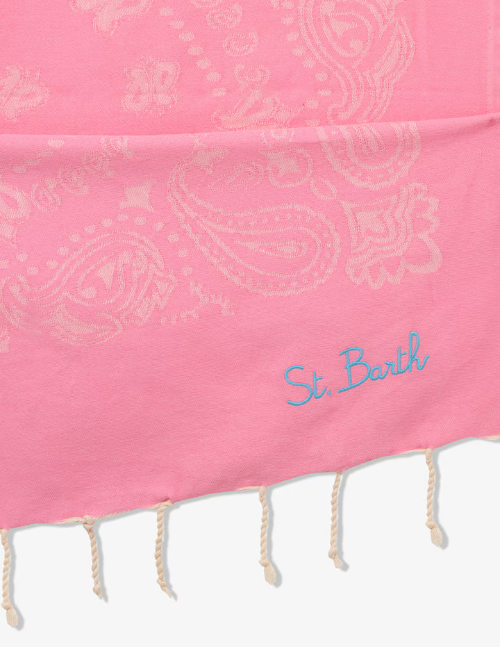 MC2 Saint Barth: Βαμβακερή πετσέτα παραλίας Foutas με ζακάρ μοτίβο μπαντάνα | Ροζ