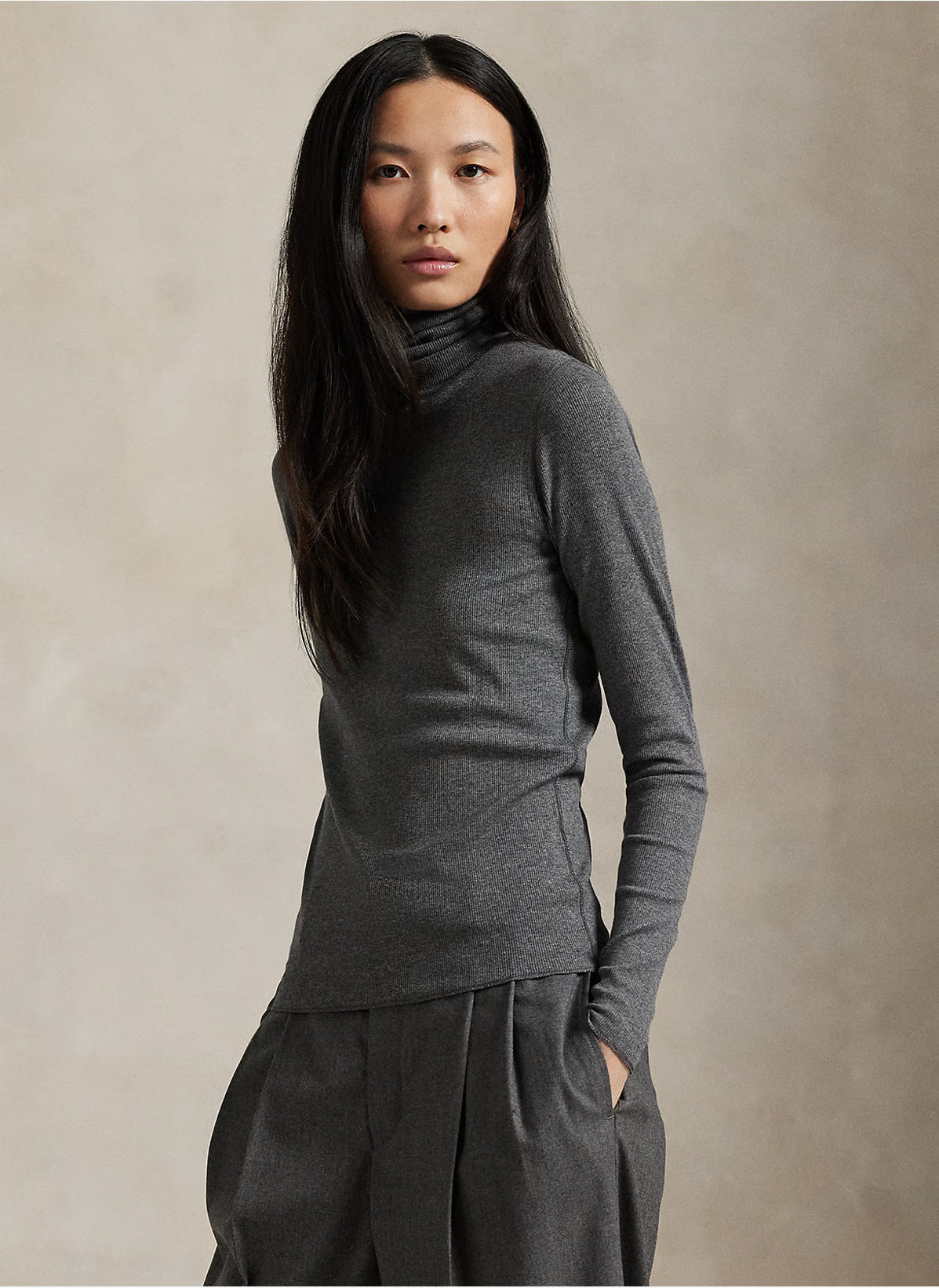 Ralph Lauren Stretch Blend Turtleneck | Medium Grey