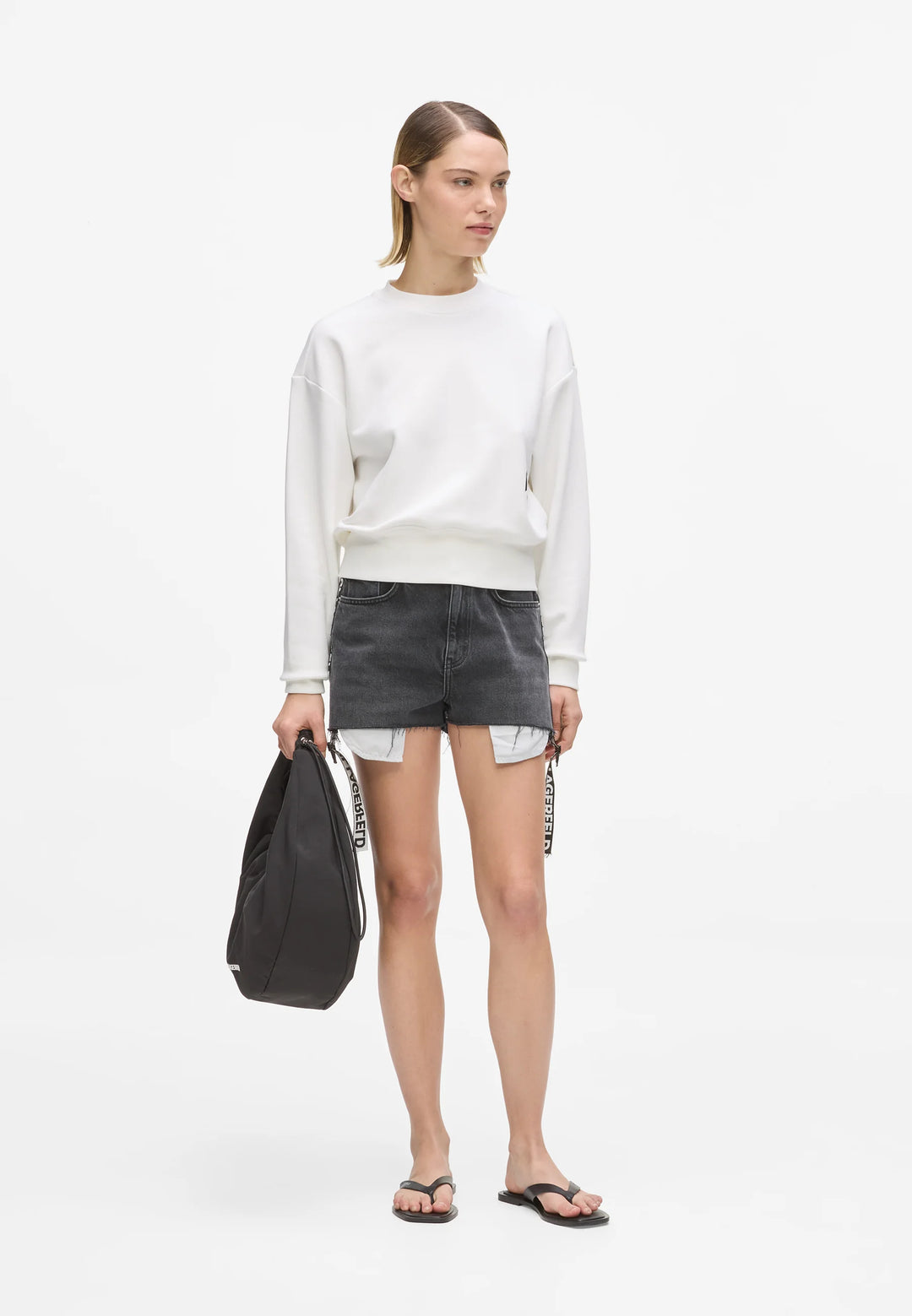 Karl Lagerfeld Monogram Logo Sweatshirt in Regular Fit | Egret