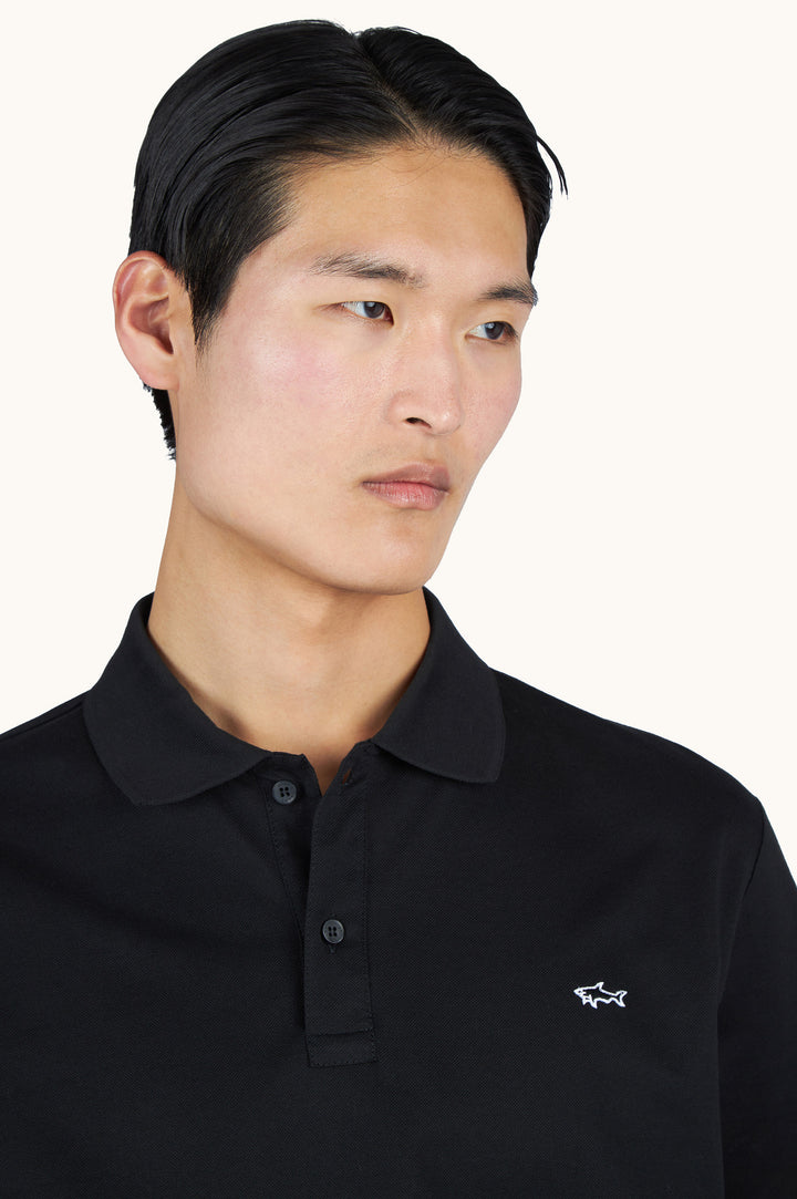 Polo de algodón de doble piqué de Paul &amp; Shark | Negro