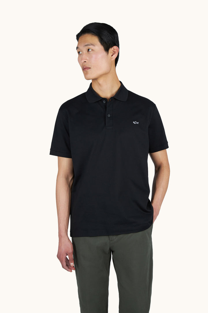Polo de algodón de doble piqué de Paul &amp; Shark | Negro