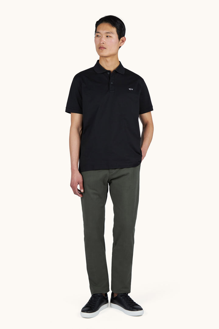 Polo de algodón de doble piqué de Paul &amp; Shark | Negro