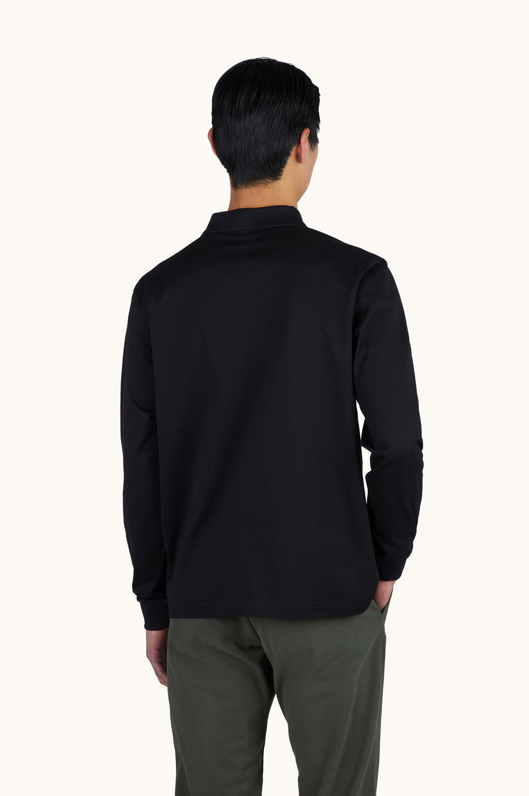 Paul &amp; Shark Double Cotton Pique Long Sleeve Polo | Black