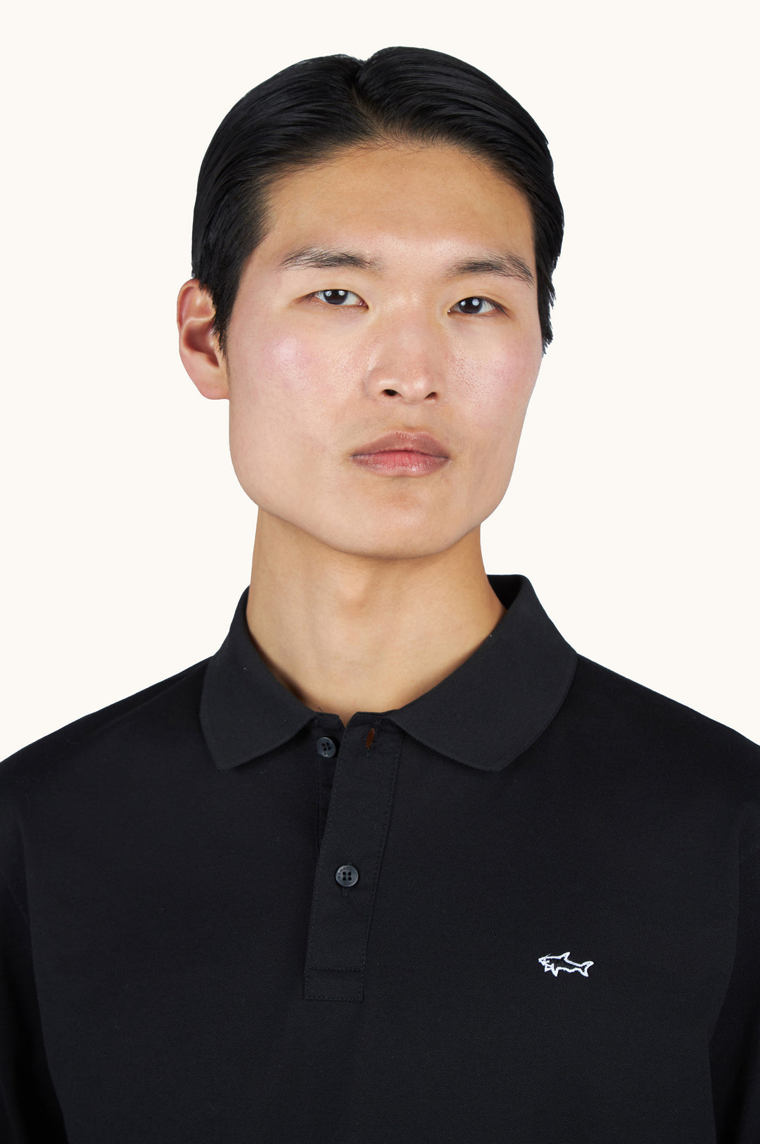 Paul &amp; Shark Double Cotton Pique Long Sleeve Polo | Black