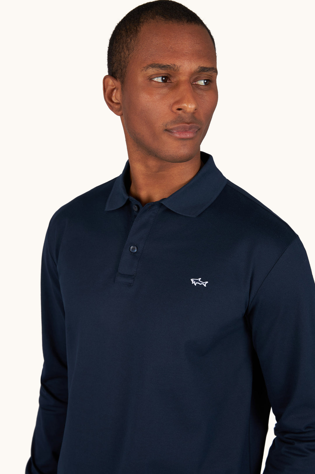 Paul &amp; Shark Double Cotton Pique Long Sleeve Polo | Navy