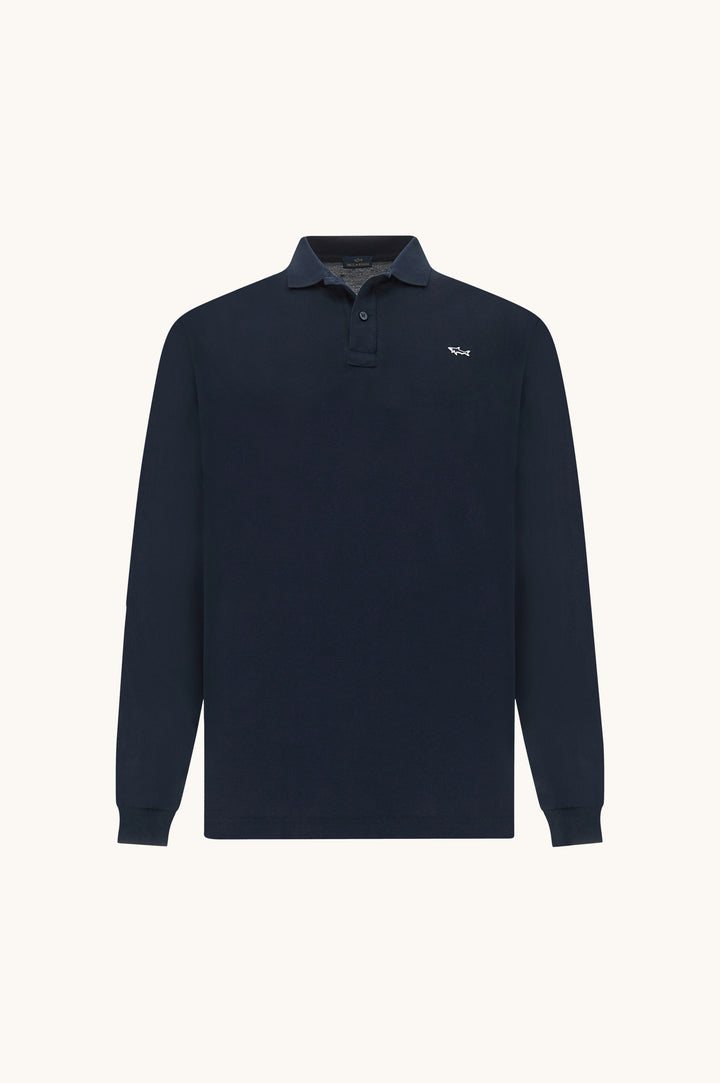 Paul &amp; Shark Double Cotton Pique Long Sleeve Polo | Navy