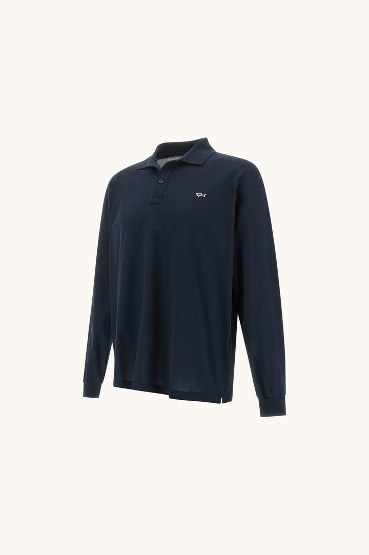 Paul &amp; Shark Double Cotton Pique Long Sleeve Polo | Navy