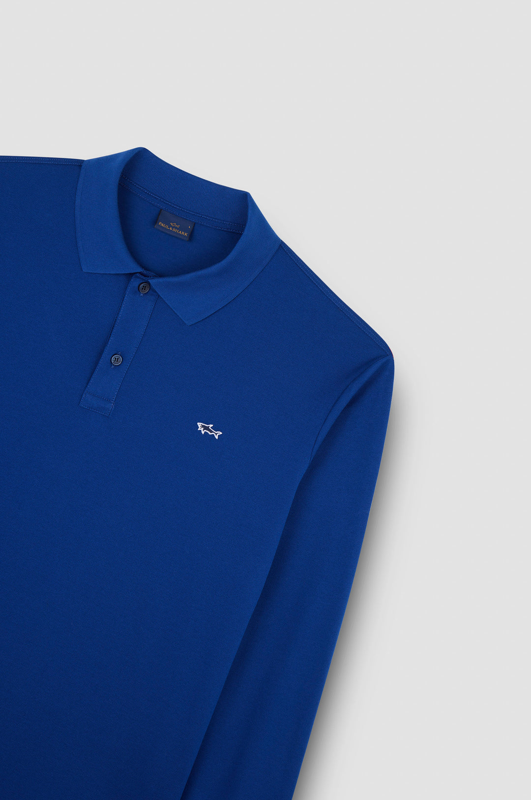 Paul &amp; Shark Double Cotton Pique Long Sleeve Polo | Cobalt Blue