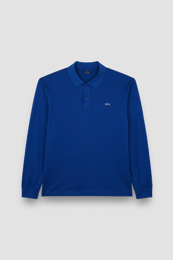 Paul &amp; Shark Double Cotton Pique Long Sleeve Polo | Cobalt Blue