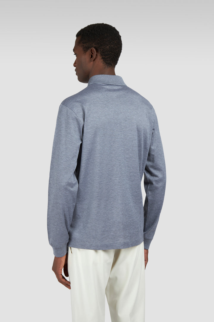 Paul &amp; Shark Double Cotton Pique Long Sleeve Polo | Grey