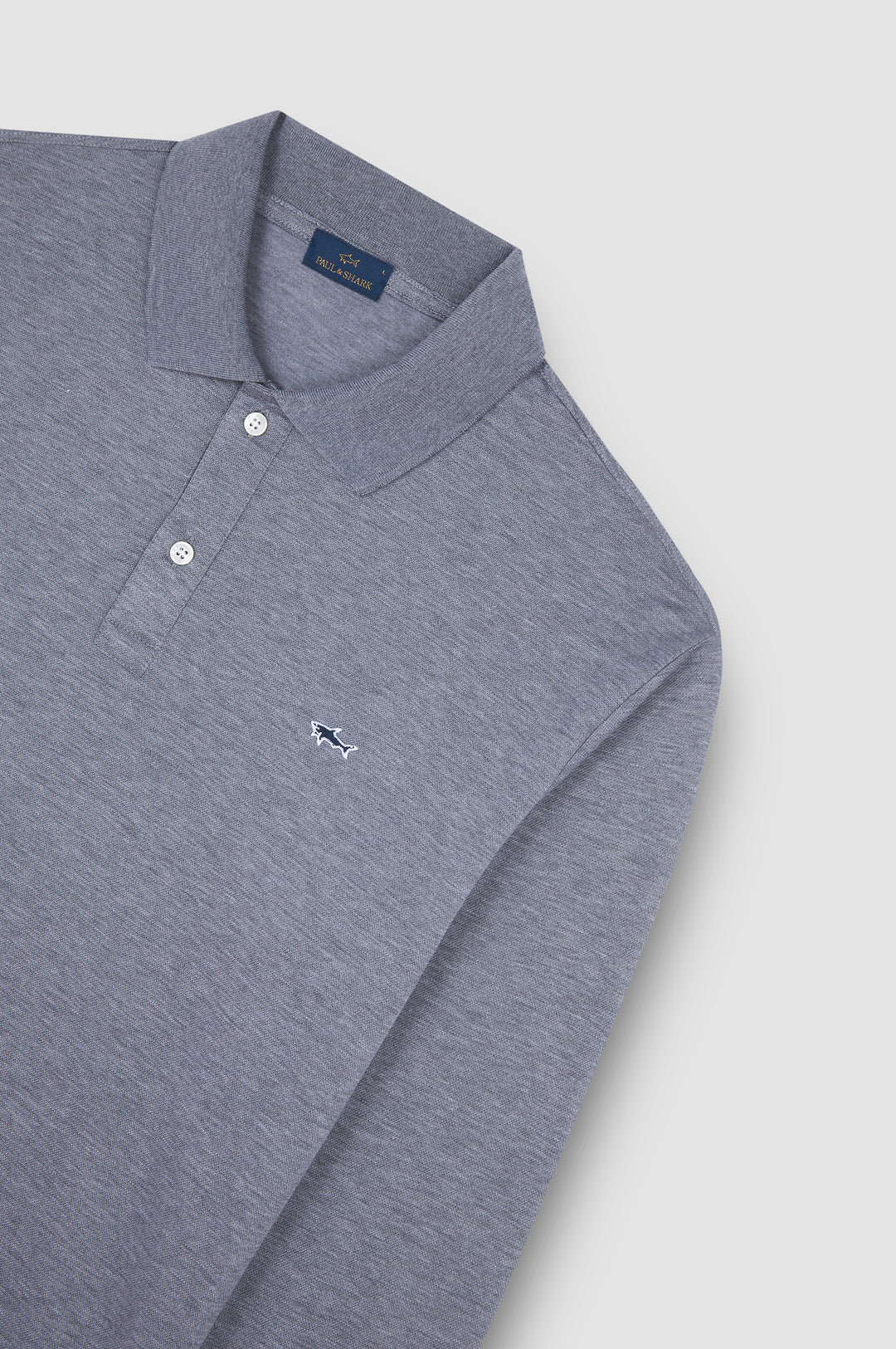 Paul &amp; Shark Double Cotton Pique Long Sleeve Polo | Grey