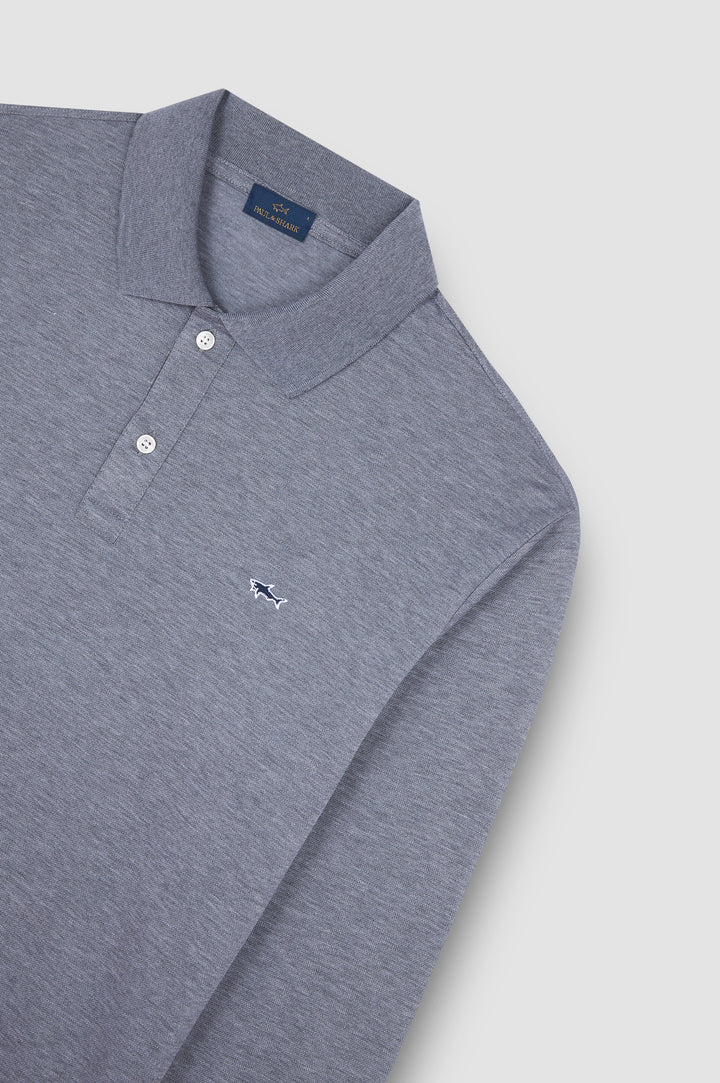 Paul &amp; Shark Double Cotton Pique Long Sleeve Polo | Grey