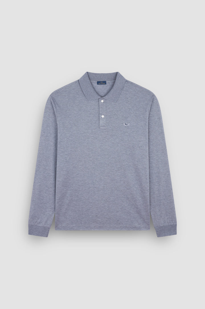 Paul &amp; Shark Double Cotton Pique Long Sleeve Polo | Grey