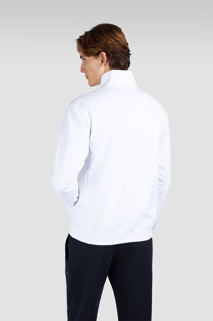 Paul & Shark Shark Badge Stretch Fleece Cotton Full Zip Sweatshirt | White