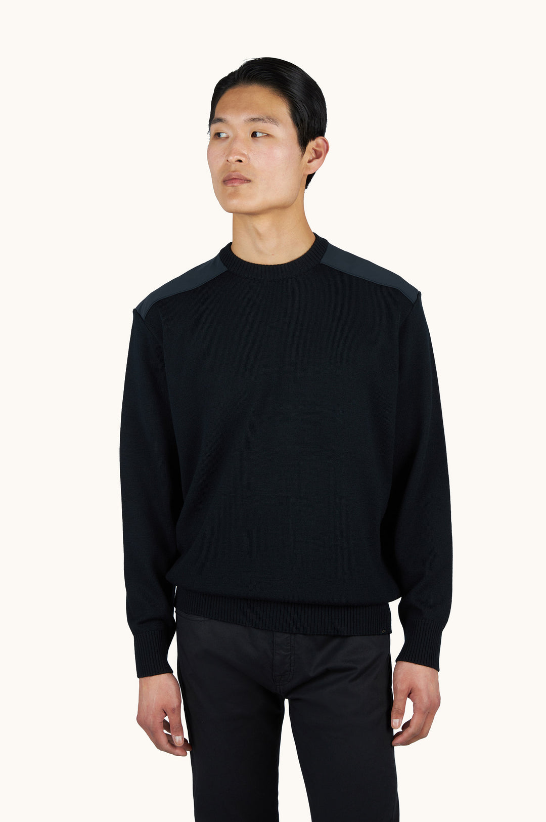 Paul &amp; Shark Soft Cool Touch Wool Crewneck Sweater with Typhoon® Details | Black