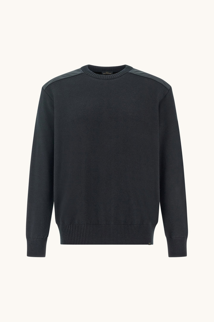 Paul &amp; Shark Soft Cool Touch Wool Crewneck Sweater with Typhoon® Details | Black