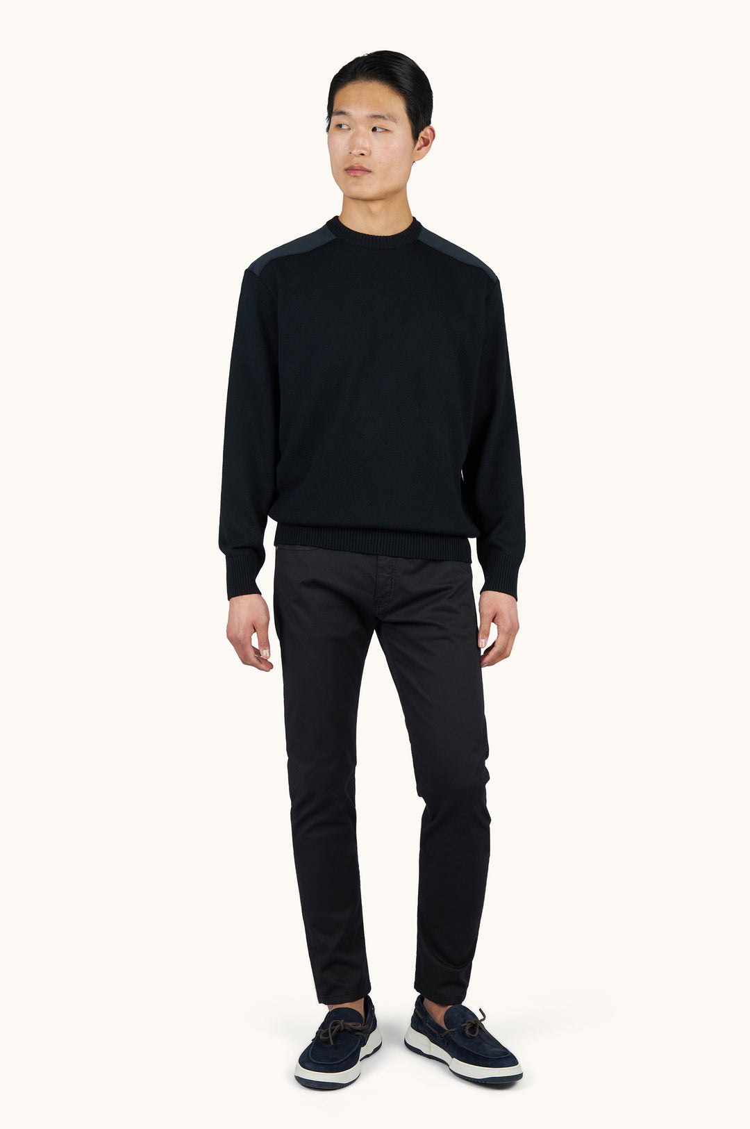 Paul &amp; Shark Soft Cool Touch Wool Crewneck Sweater with Typhoon® Details | Black