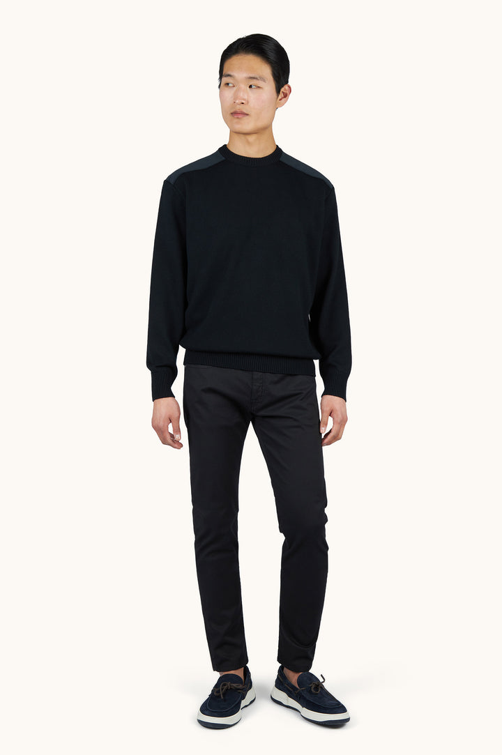 Paul &amp; Shark Soft Cool Touch Wool Crewneck Sweater with Typhoon® Details | Black
