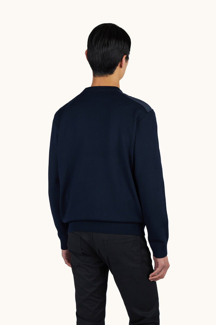 Paul &amp; Shark Soft Cool Touch Wool Crewneck Sweater with Typhoon® Details | Navy