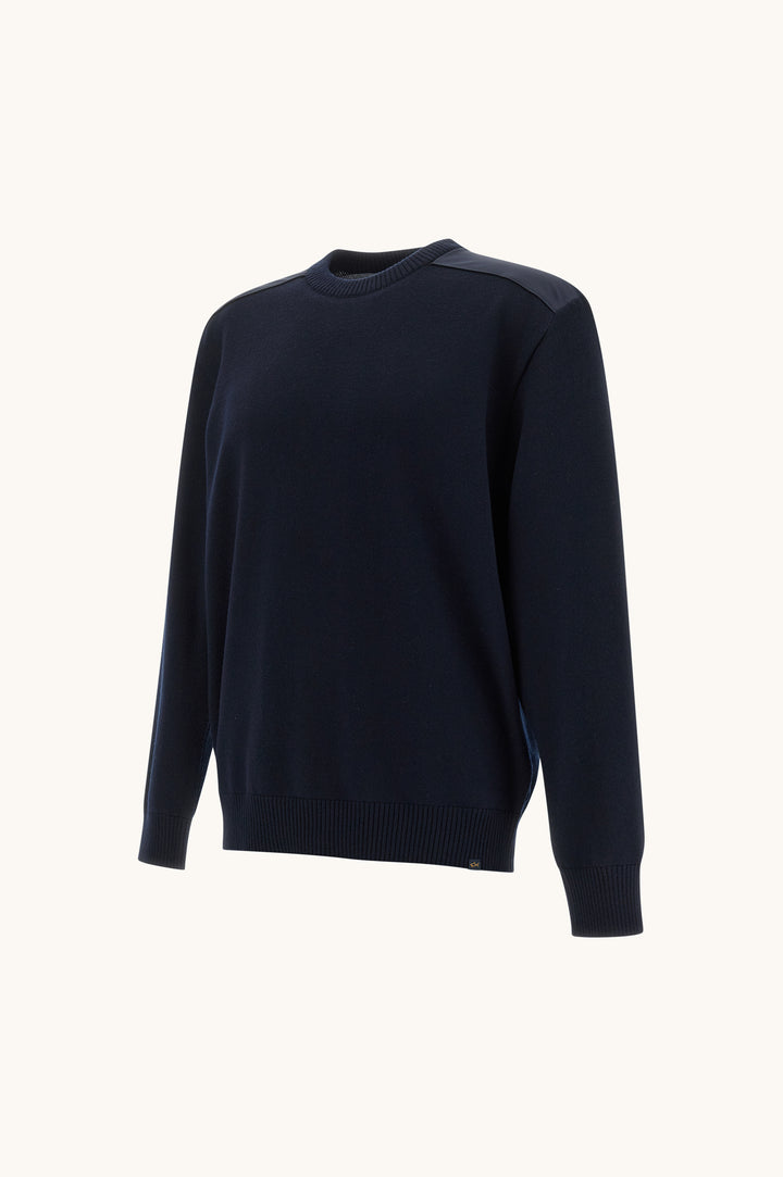 Paul &amp; Shark Soft Cool Touch Wool Crewneck Sweater with Typhoon® Details | Navy